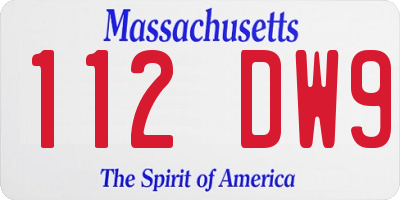 MA license plate 112DW9