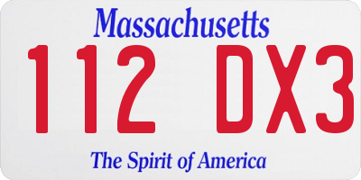 MA license plate 112DX3
