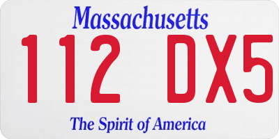 MA license plate 112DX5