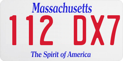 MA license plate 112DX7