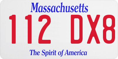 MA license plate 112DX8
