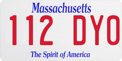 MA license plate 112DY0