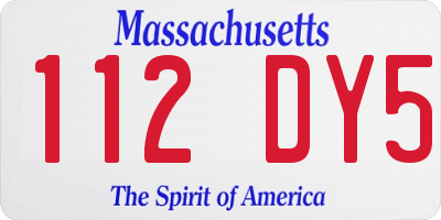 MA license plate 112DY5