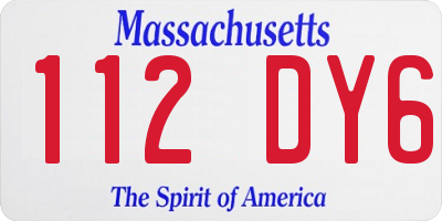 MA license plate 112DY6