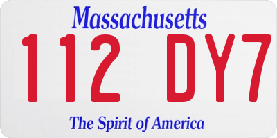 MA license plate 112DY7