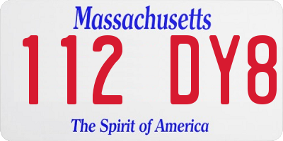 MA license plate 112DY8