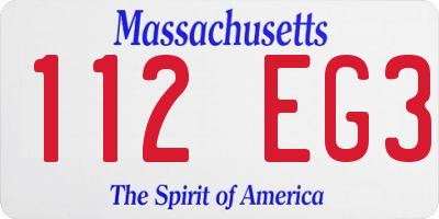 MA license plate 112EG3