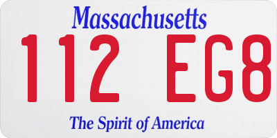 MA license plate 112EG8