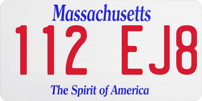 MA license plate 112EJ8