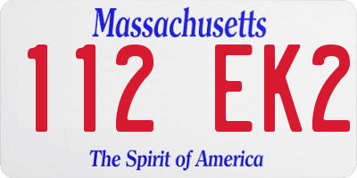 MA license plate 112EK2