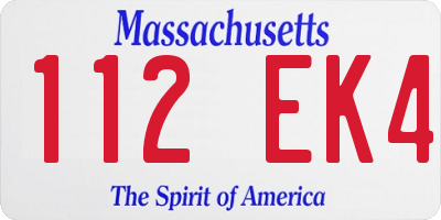 MA license plate 112EK4