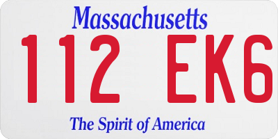 MA license plate 112EK6