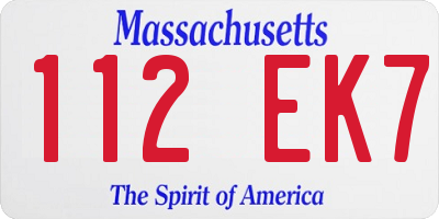 MA license plate 112EK7