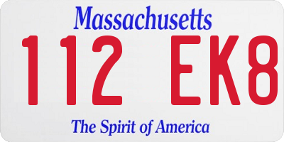 MA license plate 112EK8