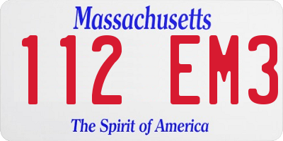 MA license plate 112EM3