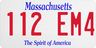MA license plate 112EM4