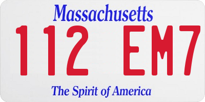 MA license plate 112EM7
