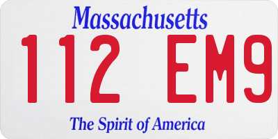MA license plate 112EM9