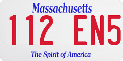 MA license plate 112EN5