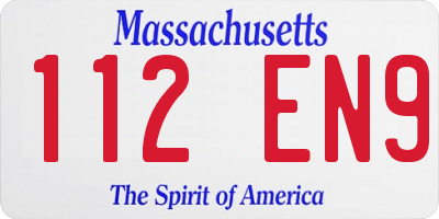 MA license plate 112EN9