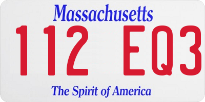 MA license plate 112EQ3