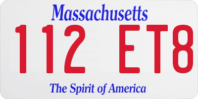 MA license plate 112ET8