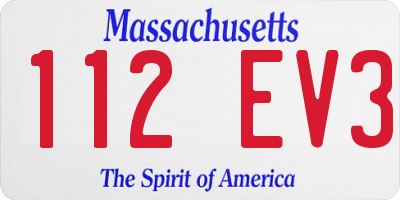 MA license plate 112EV3