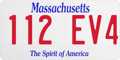 MA license plate 112EV4