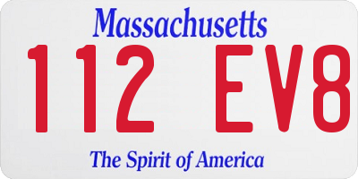 MA license plate 112EV8