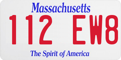 MA license plate 112EW8