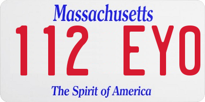 MA license plate 112EY0