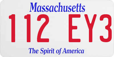 MA license plate 112EY3