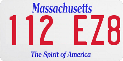 MA license plate 112EZ8