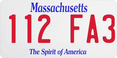 MA license plate 112FA3