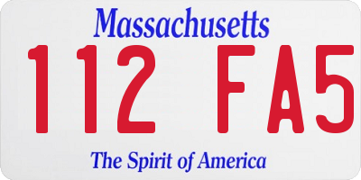 MA license plate 112FA5