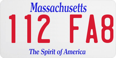 MA license plate 112FA8