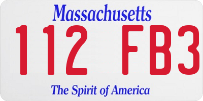 MA license plate 112FB3