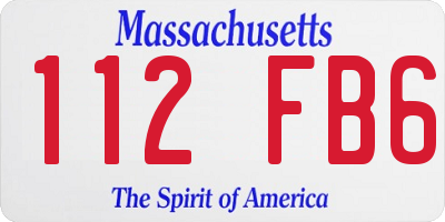 MA license plate 112FB6