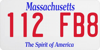 MA license plate 112FB8