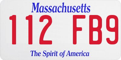 MA license plate 112FB9
