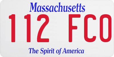 MA license plate 112FC0