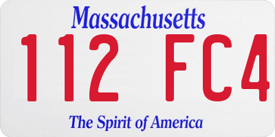 MA license plate 112FC4