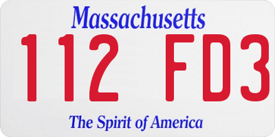MA license plate 112FD3