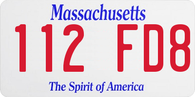 MA license plate 112FD8