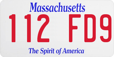 MA license plate 112FD9