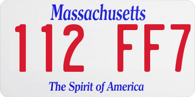 MA license plate 112FF7