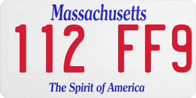 MA license plate 112FF9