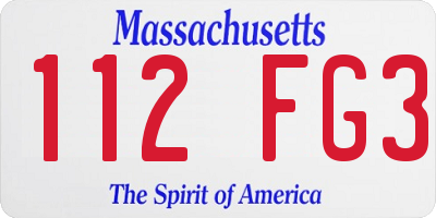 MA license plate 112FG3