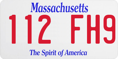 MA license plate 112FH9