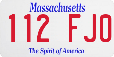 MA license plate 112FJ0